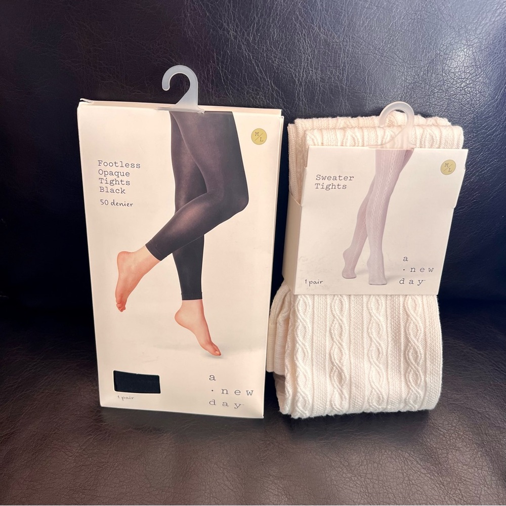 Tights women’s white sweater and black footless